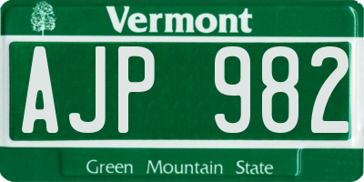 VT license plate AJP982