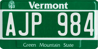VT license plate AJP984