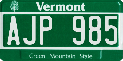 VT license plate AJP985