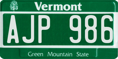 VT license plate AJP986