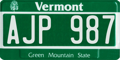 VT license plate AJP987