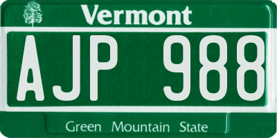 VT license plate AJP988