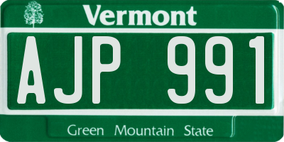 VT license plate AJP991