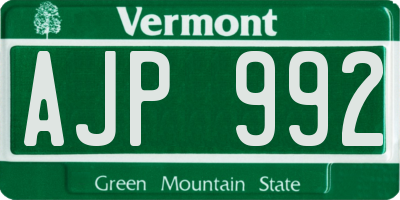VT license plate AJP992