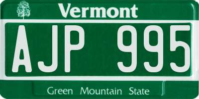 VT license plate AJP995