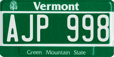VT license plate AJP998