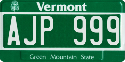 VT license plate AJP999