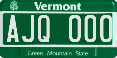 VT license plate AJQ000