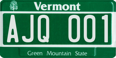 VT license plate AJQ001