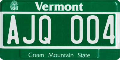 VT license plate AJQ004