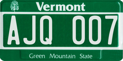 VT license plate AJQ007