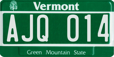 VT license plate AJQ014