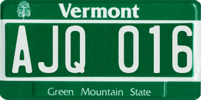 VT license plate AJQ016