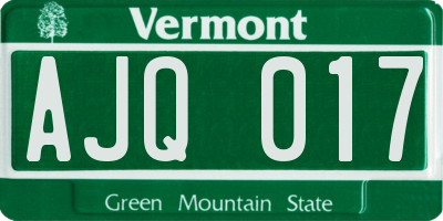 VT license plate AJQ017