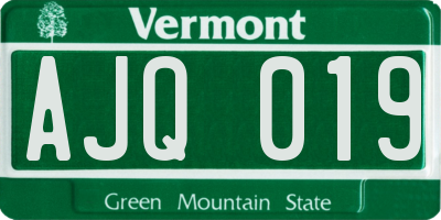 VT license plate AJQ019