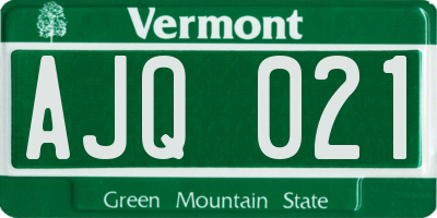 VT license plate AJQ021