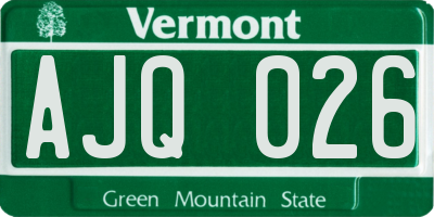 VT license plate AJQ026