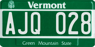 VT license plate AJQ028