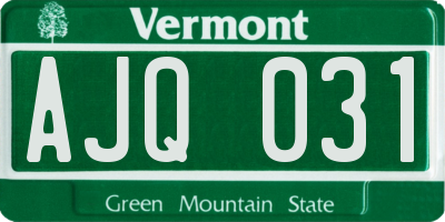 VT license plate AJQ031