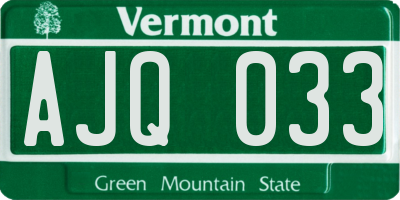 VT license plate AJQ033