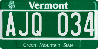 VT license plate AJQ034