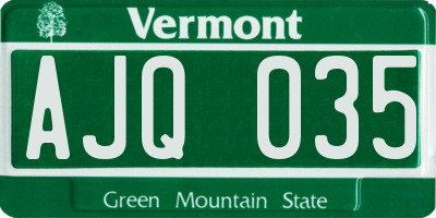 VT license plate AJQ035
