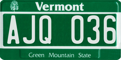 VT license plate AJQ036