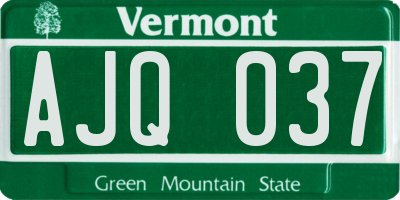 VT license plate AJQ037
