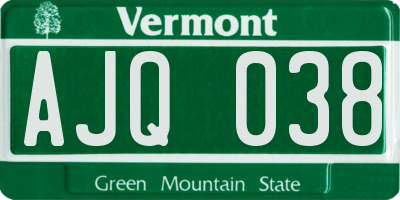 VT license plate AJQ038
