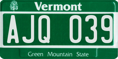 VT license plate AJQ039