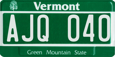 VT license plate AJQ040