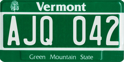 VT license plate AJQ042