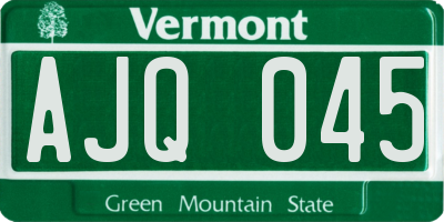 VT license plate AJQ045