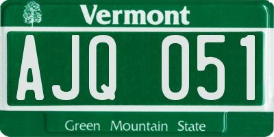 VT license plate AJQ051