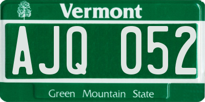 VT license plate AJQ052