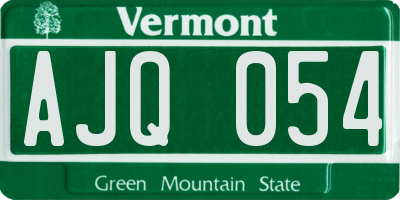 VT license plate AJQ054