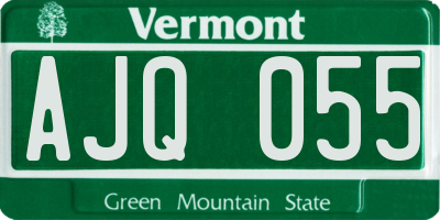 VT license plate AJQ055