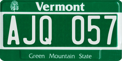 VT license plate AJQ057