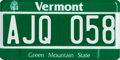 VT license plate AJQ058