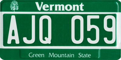 VT license plate AJQ059