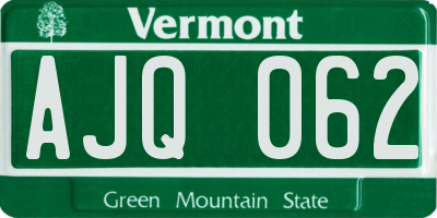 VT license plate AJQ062