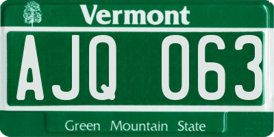 VT license plate AJQ063