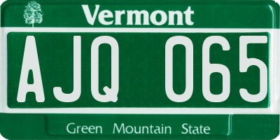 VT license plate AJQ065