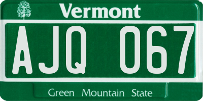 VT license plate AJQ067