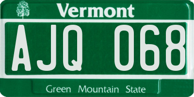 VT license plate AJQ068