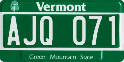 VT license plate AJQ071