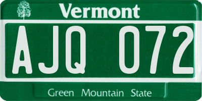 VT license plate AJQ072