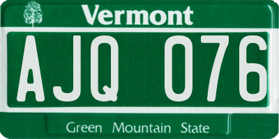 VT license plate AJQ076