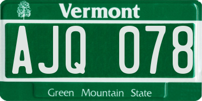 VT license plate AJQ078