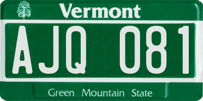 VT license plate AJQ081